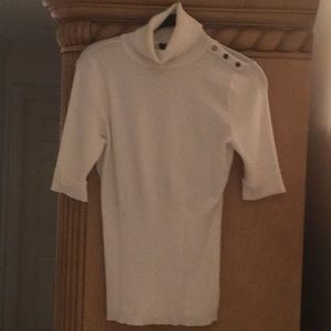 WHBM white turtleneck short sleeved - med